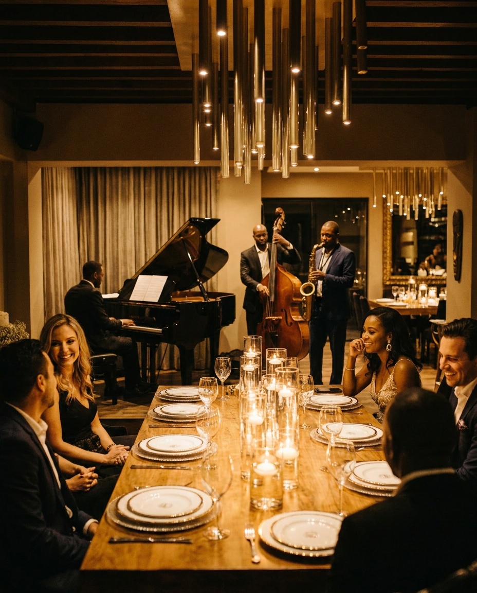 Live jazz trio in the dining room
