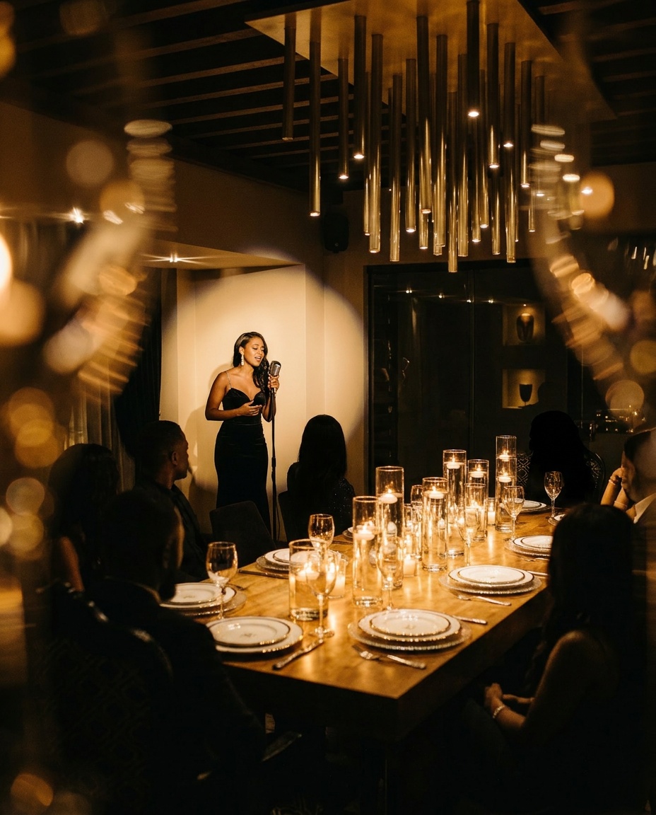 Private singer performing at the table